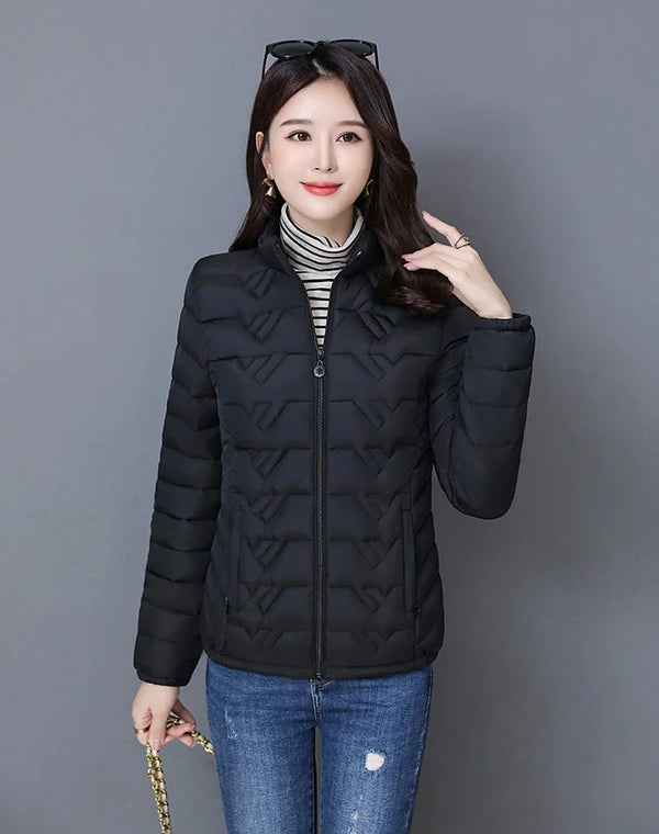 2020 Autumn Winter Jackets Middle-Aged Women's Down Cotton Coat Stand-Up Collar Large Size Thin  and Light Warm Coats Outwear 5X