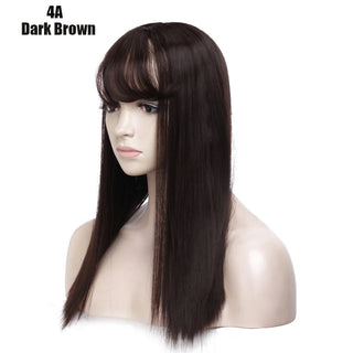 Buy dark-brown BENEHAIR Synthetic Clip in Hair Topper Long Straight Clip Extension Hair Hair Toupee Hairpiece for Women Fake Hair With Bangs