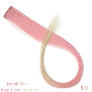 Buy 51h BUQI Straight Fake Colored Hair Extensions Clip Rainbow Hair Streak Synthetic Pink Orange White Purple Hair Strands on Clips