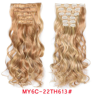 Buy my6c-22th613 16 Clips Clip in Hair Extension Long Synthetic Hair Heat Resistant Hairpiece Natural Wavy Ombre Hair Piece 6Pcs/Set 20Inch LIHUI