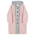 Autumn and Winter Korean Version the New Fake Two Long Cardigan Coat Female Y2K Fashion Lamb Hair Lazy Wind Hooded Woolen Coats