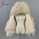 Jxwatcher Winter Coat for Women Real Mongolian Sheep Fur Coats With Hood Fashion Thick Warm Jacket Ladies Fall Natural Fur Coat