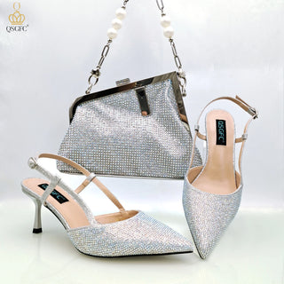Buy silver Fashion Bag Shoulder Bag and Strap High Heels  Shoes and Bag