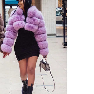 Buy purple MAOMAOKONG 2023 Trend New Real Fur Coat Natural Fox Fur Women&#39;s Winter Coats Short Jackets Female Clothing Vests Fashion