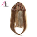 3 Clips Human Hair Bangs Remy Straight Clip in Hair Extensions Gradient Bangs 3D Blunt Cut Natural Hair Fringe Hairpiece