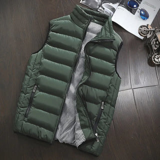 Buy army-green Vest Men New Stylish Autumn Vests Winter Warm Sleeveless Jacket Army Waistcoat Mens Vest Fashion Casual Coats Mens Plus Size 5XL