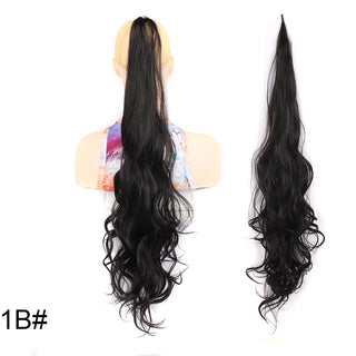 Buy 1b 32inch Synthetic PonyTail Long Layered Flexible Wrap Around Fake Tail Hair Extensions Natural Curly Hairpiece for Women