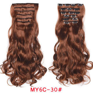 Buy my6c-30 Clip in Hair Extension 20Inch 16 Clips Long Synthetic Hair Heat Resistant Hairpiece Natural Wavy Ombre Hair Piece 6Pcs/Set LIHUI