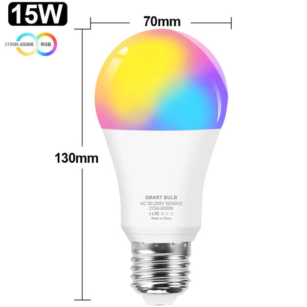 85-265v Tuya Smart LED Light Bulb RGBWW Dimmable Magic Bulbs E27/E14/Gu10 LED RGB Lamp 8w/12w/15w Work With Alexa Google Home