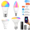 85-265v Tuya Smart LED Light Bulb RGBWW Dimmable Magic Bulbs E27/E14/Gu10 LED RGB Lamp 8w/12w/15w Work With Alexa Google Home