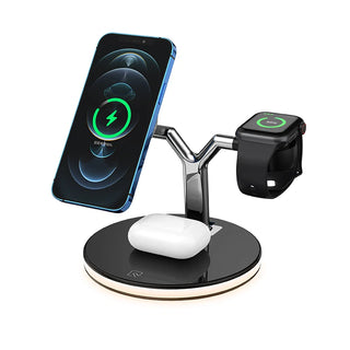 Buy black 3 in 1 Magnetic Wireless Charger 15W Fast Charging Station for Magnetic iPhone 14 13 12 Pro Max Chargers for Apple Watch Airpods