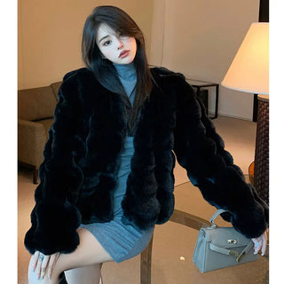 Buy dd03549 2023 Winter Fashion Faux Fur Coat Women Korea Fashion Warm Feather Coats Cardigan Short Outercoat Lady Party Elegant Outfits New