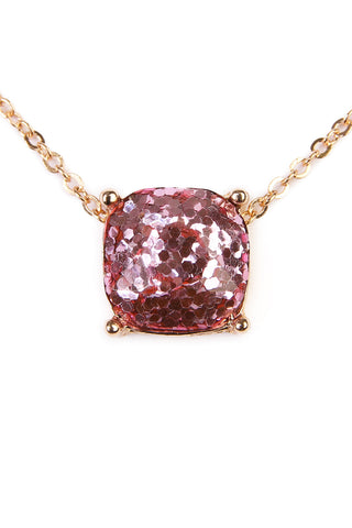 Buy pink 16355 - Cushion Glitter Necklace