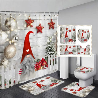 Buy 3427sd-4pcs-set Christmas Bathroom Sets With Shower Curtain Rugs Red Truck Christmas Shower Curtains Xmas Bathroom Rugs Christmas Bathroom Deco