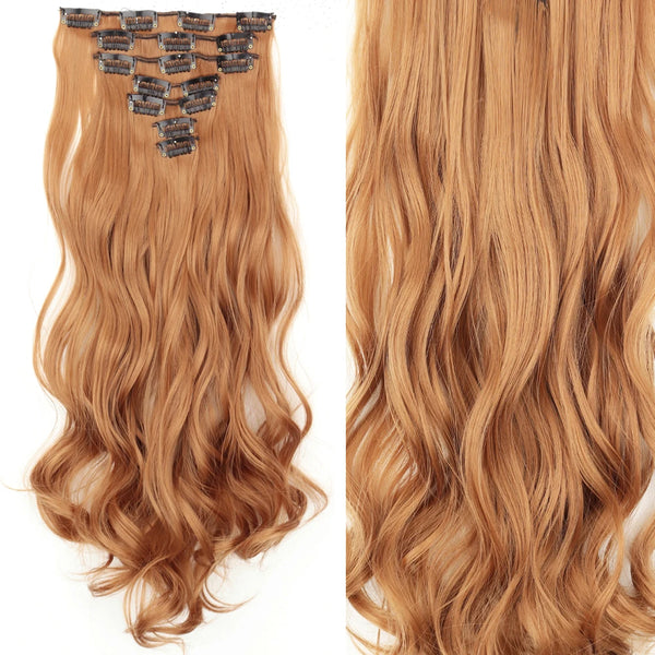 22Inch Long Straight Wavy Hair Extension 7Pcs/Set 16 Clips High Tempreture Synthetic Hairpiece Clip in Hair Extensions