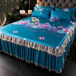 Buy 1 Bed Dress Sets Lace Bed Sheet Pillow Cases 3 Pieces/Set Set for King/Queen Double Size Bed Top Fashion Flower Bedding Set