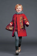 2020 Fashion Red Girls Cardigan Printing Child Winter Coats Festival Christmas Girls Outerwear Coat Party Kids Jacket