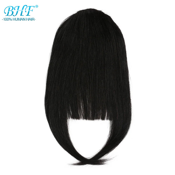 BHF Human Hair Bangs 8inch 20g Front 3 Clips in Straight Remy Natural Human Hair Fringe All Colors