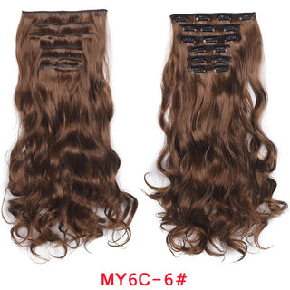 Buy my6c-6 Clip in Hair Extension 20Inch 16 Clips Long Synthetic Hair Heat Resistant Hairpiece Natural Wavy Ombre Hair Piece 6Pcs/Set LIHUI