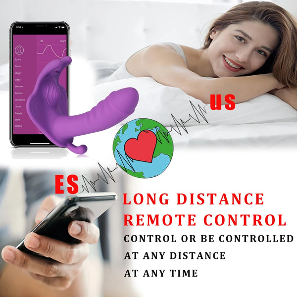 Bluetooth Female Vibrator Women's Dildo Butterfly Vibrator Sex Toys for Women APP Remote Control Anal Vibrators for Women Couple