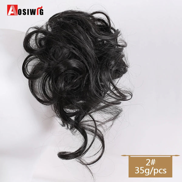 AOSIWIG Synthetic Long Curly Chignons Hair Tails Clip in Hair Extensions Fake Hair Pieces Heat Resistant Chignons for Women