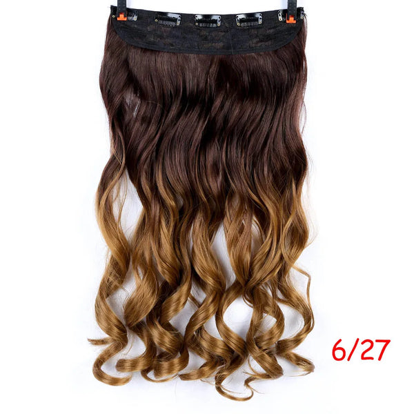 AOSIWIG 24inch 5 Clipsins Straight Hair Extentions Clip in on Hair Extension Black to Red Ombre Hairpiece Synthetic