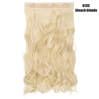 Buy bleach-blonde BENEHAIR Synthetic Hairpieces 24&quot; 5 Clips in Hair Extension One Piece Long Curly Hair Extension for Women Pink Red Purple Hair