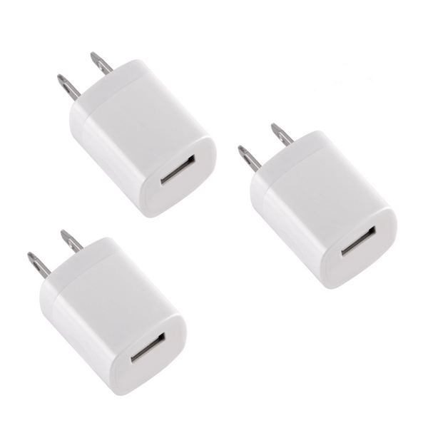 3-Pack Black/White USB Wall Charger