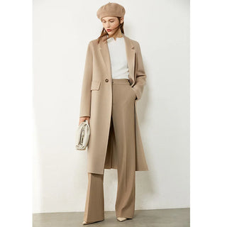 Buy apricot Amii Minimalism Winter 100%wool Women&#39;s Coat Temperament Lapel Knee-Length Double-Sided Woolen Coat Winter Coat Women 12030467