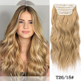 Buy t26-18 4Pcs/Set 20Inch Synthetic Hair Clip in Long Wavy Thick Hairpieces