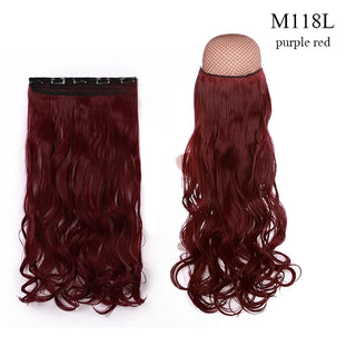 Buy m118l BENEHAIR Synthetic Hairpieces 24&quot; 5 Clips in Hair Extension One Piece Long Curly Hair Extension for Women Pink Red Purple Hair