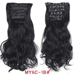 Buy my6c-1b Clip in Hair Extension 20Inch 16 Clips Long Synthetic Hair Heat Resistant Hairpiece Natural Wavy Ombre Hair Piece 6Pcs/Set LIHUI