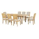 Rustic Extendable 84inch Dining Table Set With 24inch Removable Leaf , 6 Upholstered Armless Dining Chairs and 2 Padded