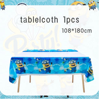 Buy tablecloth-1pcs Big Eye Yellow Man Birthday Decoration Disposable Tableware Tablecloth Plate Cup Balloon Baby Shower Boys Girls Party Supplies