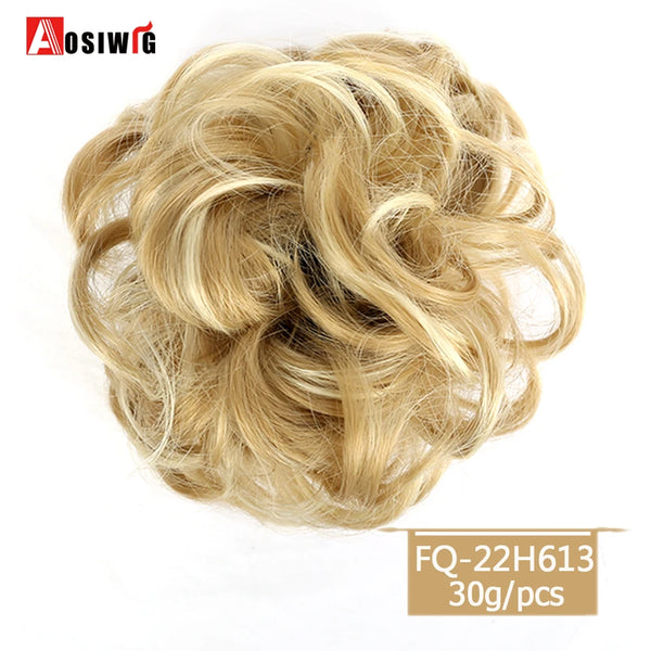 AOSIWIG Synthetic Long Curly Chignons Hair Tails Clip in Hair Extensions Fake Hair Pieces Heat Resistant Chignons for Women