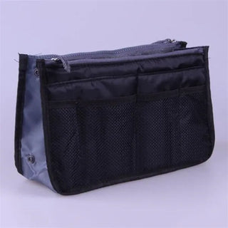 Buy black Nylon Cosmetic Bags for Women Tote Insert Double Zipper Makeup Bag Toiletries Storage Bag Girl Outdoors Travel Make Up Organizer