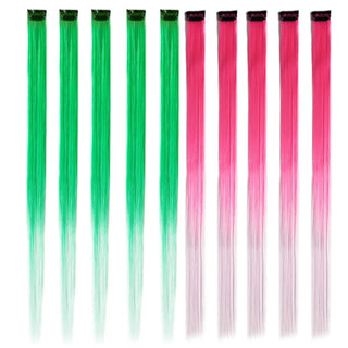 Buy 5 10Packs Straight Colored Clip in Hair One Piece Long Synthetic Rainbow 22 Inch Party Highlights Extensions for Women Kids Girls