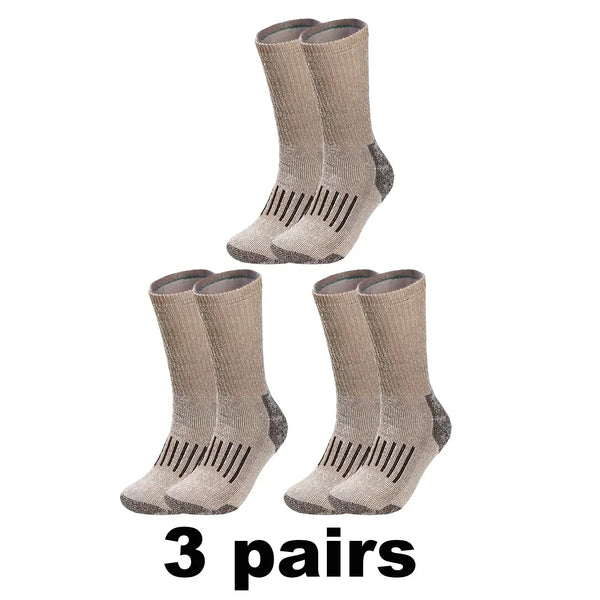 1/2/3 Pairs Merino Wool Socks Men's Autumn Winter Thickened Thermal Socks Mountaineering Breathable Outdoor Sports Socks Large