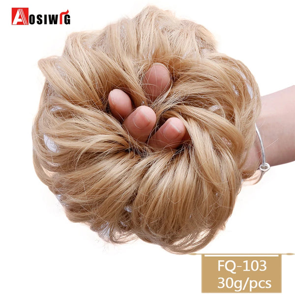 AOSIWIG Synthetic Long Curly Chignons Hair Tails Clip in Hair Extensions Fake Hair Pieces Heat Resistant Chignons for Women