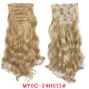 16 Clips Clip in Hair Extension Long Synthetic Hair Heat Resistant Hairpiece Natural Wavy Ombre Hair Piece 6Pcs/Set 20Inch LIHUI