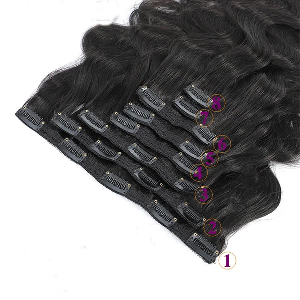 Body Wave Clip in Hair Extensions for Black Women Brazilian Remy Virgin Hair 8Pcs Clip in Human Hair Extensions 240g Per Pack