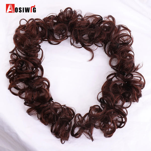 AOSIWIG Synthetic Long Curly Chignons Hair Tails Clip in Hair Extensions Fake Hair Pieces Heat Resistant Chignons for Women