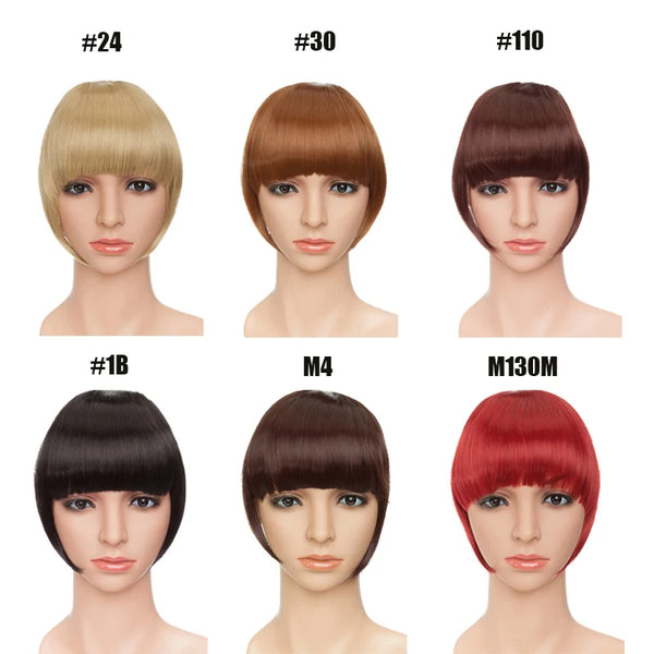 BENEHAIR Fake Bangs Synthetic Blunt Bang Clip in Hair Extension Women Blunts Fringe Hair Black Brown Bangs 2 Clips In