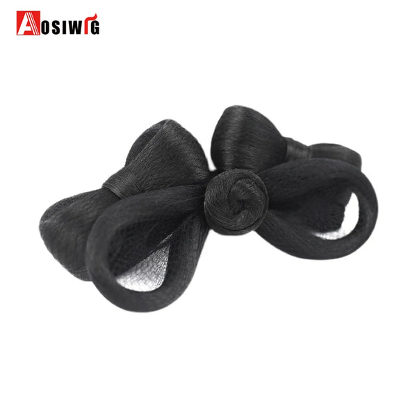 AOSI Hair Braided Clip in Hair Bun Chignon Hairpiece Donut Roller Bun Hairpiece Hand Knitting Braid Synthetic Chignon