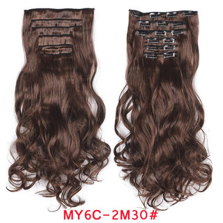 Buy my6c-2m30 Clip in Hair Extension 20Inch 16 Clips Long Synthetic Hair Heat Resistant Hairpiece Natural Wavy Ombre Hair Piece 6Pcs/Set LIHUI