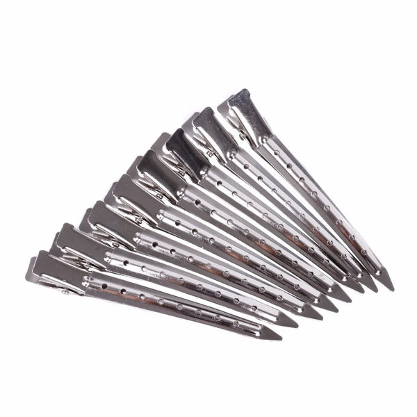 10Pcs 9cm  Hair Extension Section Snap Wig Clips in Stainless Steel Metal