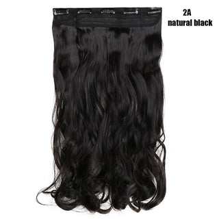 Buy natural-black BENEHAIR Synthetic Hairpieces 24&quot; 5 Clips in Hair Extension One Piece Long Curly Hair Extension for Women Pink Red Purple Hair