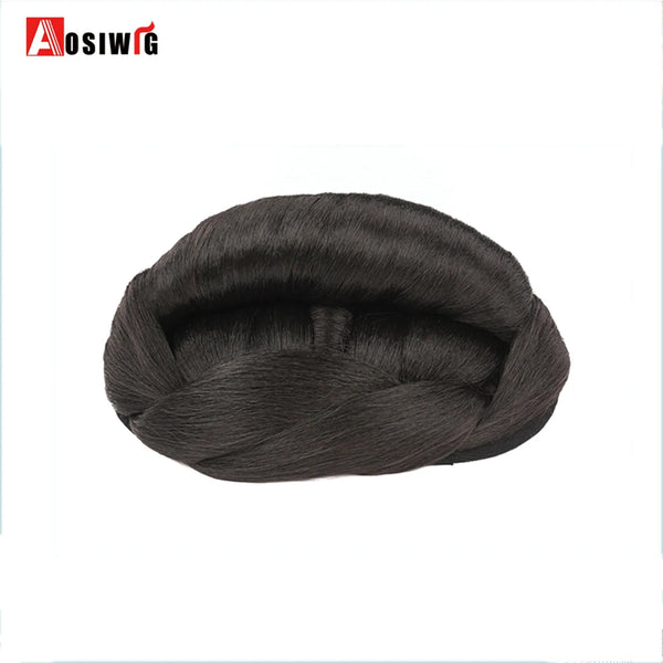 AOSI Hair Braided Clip in Hair Bun Chignon Hairpiece Donut Roller Bun Hairpiece Hand Knitting Braid Synthetic Chignon