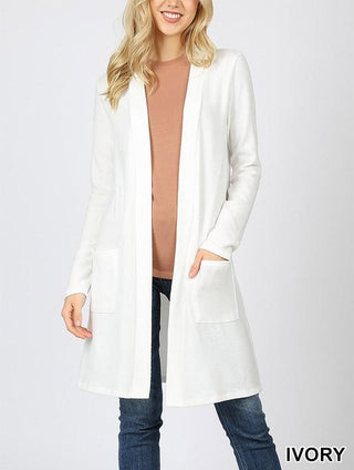 Buy ivory Brushed Sweater Pocket Cardigan