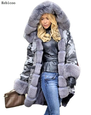 Buy 9 Brand New Style Big Wool Collar Winter Coat Women Clothes Warm Thick Loose Coats Casual Hooded Long Sleeve Jacket Coat Female